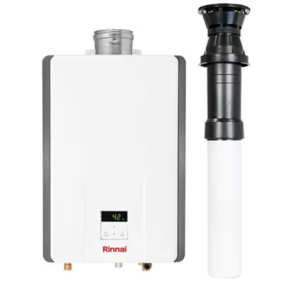 Rinnai 11i Low NOx 24kw LPG Gas Water Heater & Vertical Flue Kit white