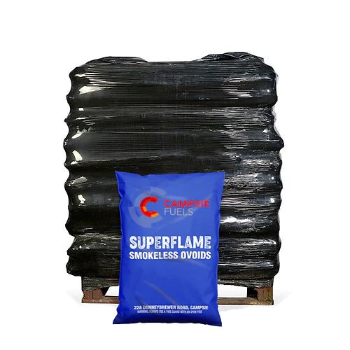 Superflame (Oval) Coal (1 Tonne) 50 x 20kg bags blue, smokeless coal for sale