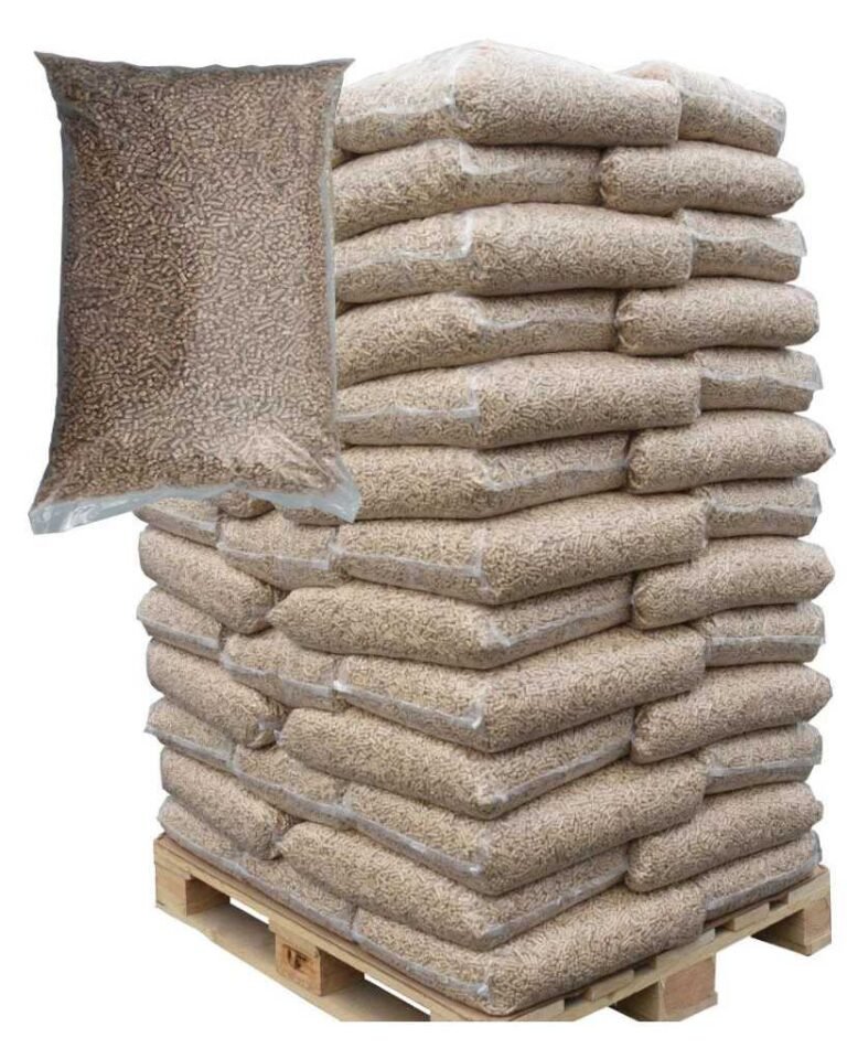 Wood Pellets in transparent bags for sale