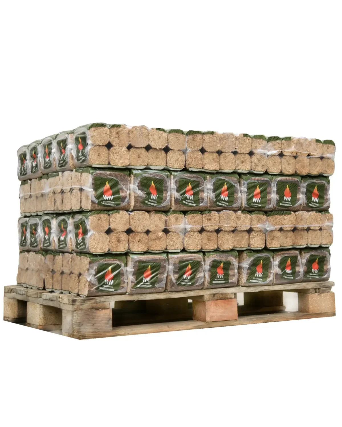 Willow Warm Briquettes BROWN and green badge