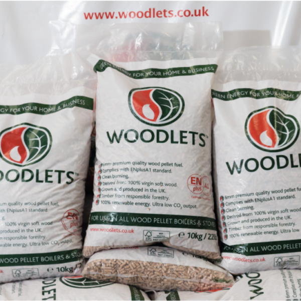 Woodlets Wood Pellets white bags